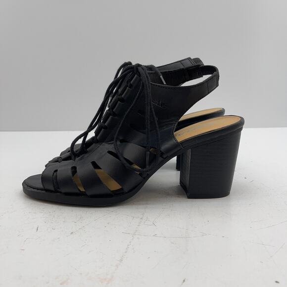 Women Open Toe Lace Up Block Stacked Chunky Heel Slingback Soda Sandal Sz 9 - Picture 4 of 11